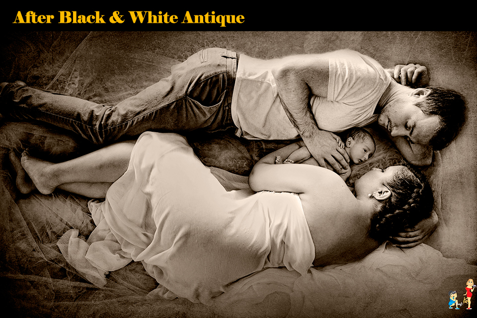 photoshop action after black and white antique