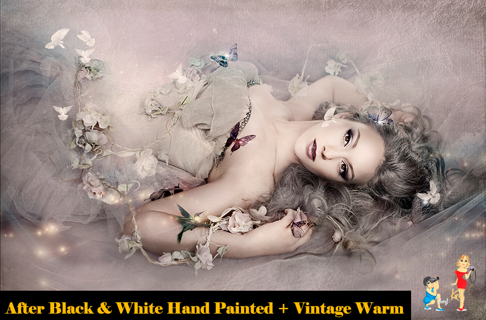 photoshop action after hand painted and warm vintage